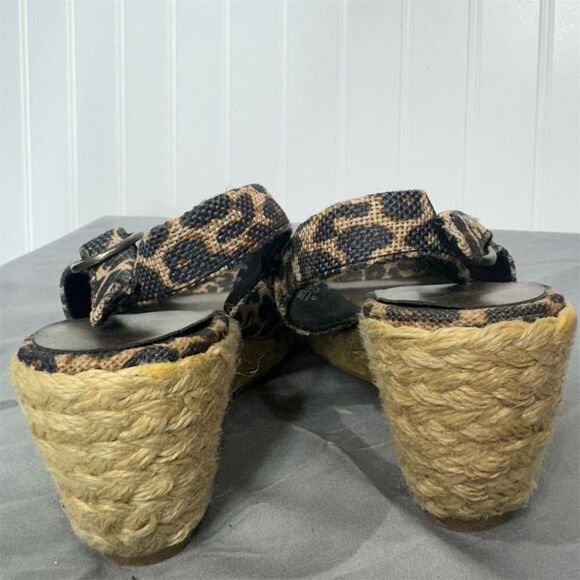 Leopard Print Espadrille Wedge Heels Sz 7 | Y2K Boho Glam Slingbacks by Club - Picture 5 of 9